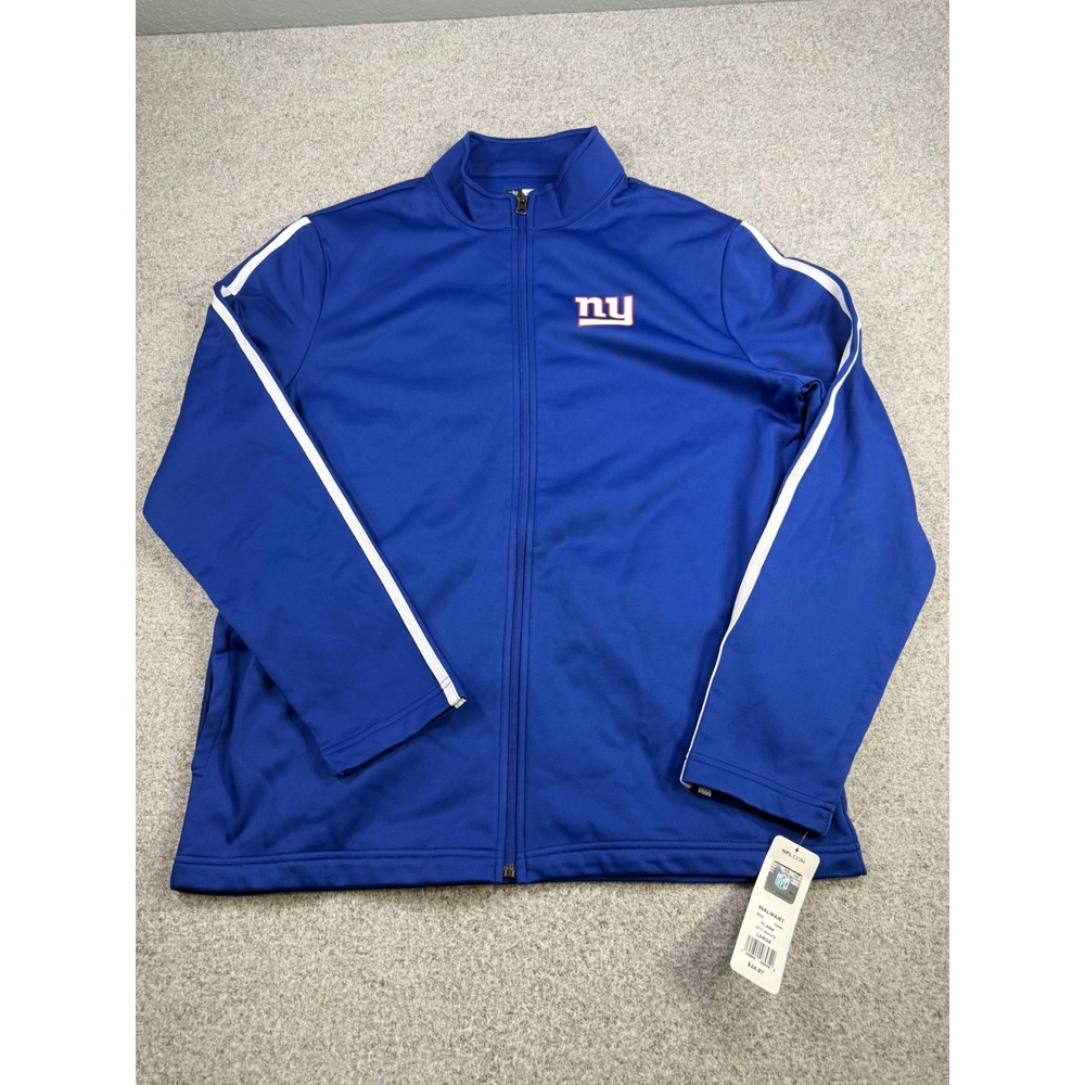 NFL Team Apparel New York Giants Track Jacket Mens Large Blue Full Zip NY Logo